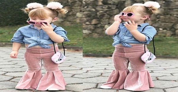 Perakende kız bebek altın kadife parlama pantolon eşofmanları pantolon yoga tozluk taytlar çocuk tasarımcı kıyafetleri pantolon moda çocukları c8485687