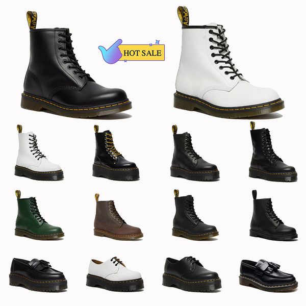 2024 Platform Martin Boot Ankle High doc Damen Designerstiefel Classic 8 Eyes OG 1460 Jadon Glattleder Nappa Frau Dr AirWair Yellow Stitch Booties Loafers Schuhe