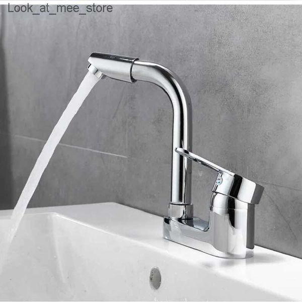 Rubinetti per lavandino del bagno Nuovo tipo di rubinetto per lavabo rubinetto per bagno doppio foro a tre fori girevole a 360° rubinetto per lavandino del bagno freddo e caldo Q240301