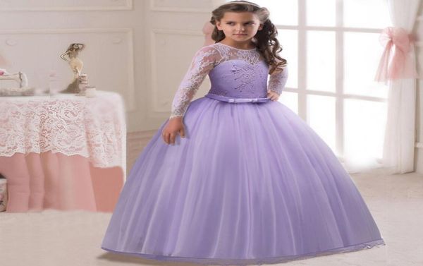 Кружевные цветочные платья для девочек, фиолетовое бальное платье принцессы для девочек, свадебное платье, платье для первого причастия на день рождения D126996804