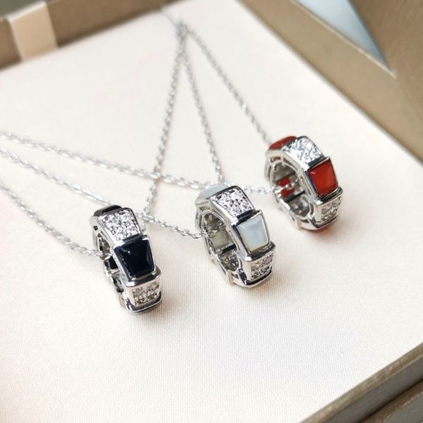 Дизайнерское ожерелье из змеиной кости для женщин с бриллиантами, драгоценные камни, позолота 18К, официальные репродукции, дизайнер европейского размера, с коробкой 002