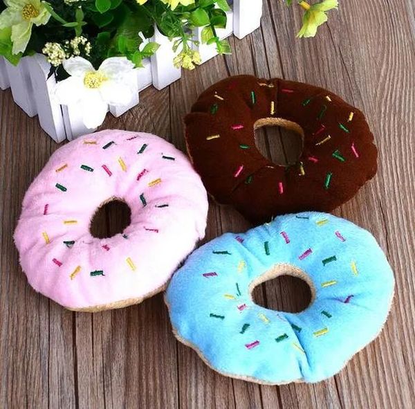 Sightly Lovely Pet Dog Puppy Cat Squeaker Quack Sound Toy Chew Donut Play Toys G856 ZZ