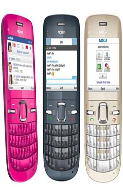 Восстановленный оригинальный сотовый телефон Nokia C300, разблокированный, Qwerty-клавиатура, 2-мегапиксельная камера, WIFI, 2G, GSM900180019008563297