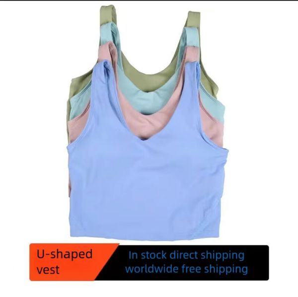 LU yoga Gilet a forma di U Reggiseno da donna beauty back fitness reggiseno a fionda a forma di top vestiti da yoga con protezioni per il petto.