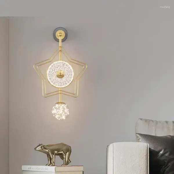Lâmpada de parede luz luxo quarto cabeceira moderna led nordic sala fundo estrela decorativa 2024