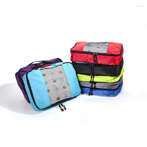 Sacos de armazenamento 4 Pçs / set Material de Nylon Saco de Viagem À Prova D 'Água Grande Capacidade Bagagem Roupas Dobrável