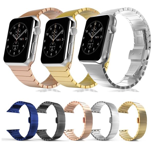 Pulseira de luxo link pulseira de aço sólido banda cinta bandas starlight pulseira fivela borboleta para apple watch série 3 4 5 6 7 8 9 ultra iwatch 42/44/45/49mm 38/40/41mm