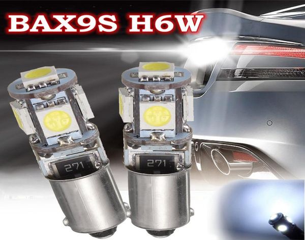 4 unidades BAX9S H6W 5SMD carro LED lâmpada lateral traseira estacionamento luzes interiores lâmpadas 6000K erro canbus 12V5355431