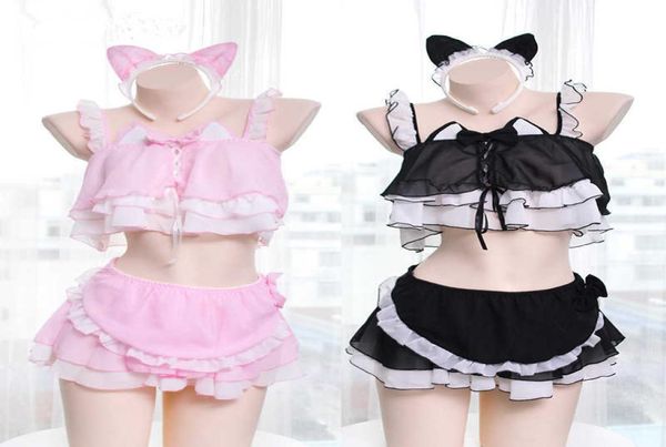 Japonês sexy mulher traje gato cosplay lolita lingerie kawaii bonito avental empregada roupa para mulheres meninas stripper roupas dancewear y4647655