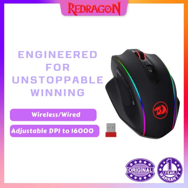 Topi Redragon M686 Mouse da gioco wireless, mouse giocatore wireless da 16000 dpi con sensore professionale, 45 ore di potenza durevole