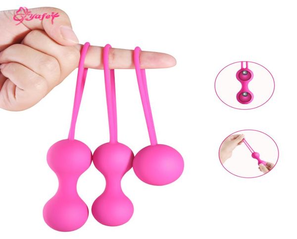 Palline Kegel in silicone da 3 pezzi Vibratori Allenatore femminile Palla vaginale Palline d'amore Uova vibranti Prodotti del sesso Giocattoli del sesso per le donne Y19129994688