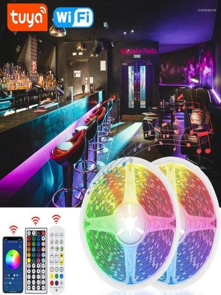 Strisce Tuya WiFi Smart LED Strip Light Music Sync Cambia colore Nastro SMD 12V Dimmerabile Diodo flessibile per la decorazione domestica7417137