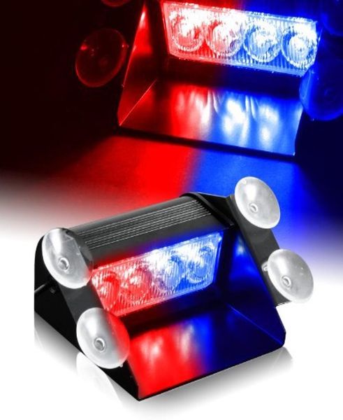 4 LED Visiera Cruscotto Emergenza Stroboscopico Lampeggiante Avvertimento Luci da Soffitto per Interni Tetto Cruscotto Parabrezza1441992