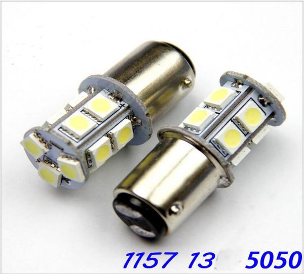 10x 1156 BA15S 1157 Bay15d 5W 5050 13SMD Araba Led Işıkları Fren Kuyruk Lambaları Otomatik Arka Ters Ampuller DC 12V8381374