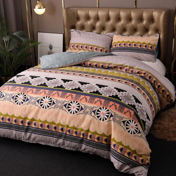 Set di biancheria da letto stampato in stile boemia set king size boho vintage boho twill coppa e cuscinetti a comfort soft comforters cover