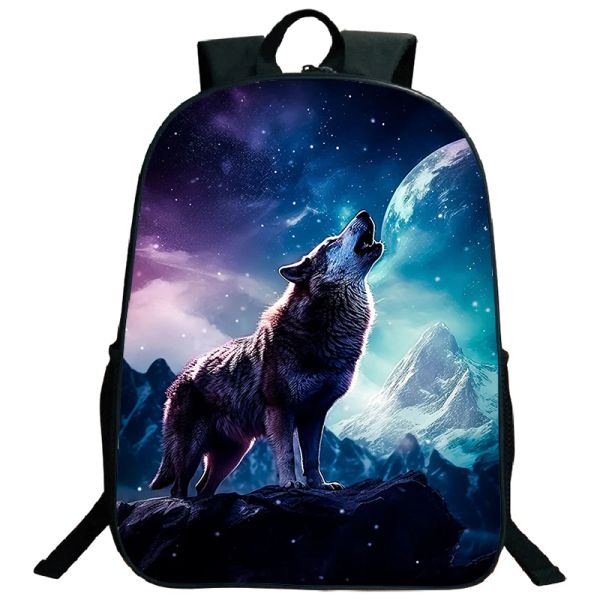 Mochila animal leão lobo mochila meninos meninas sacos de livro adolescente sacos de escola mochila de viagem sacos diários dos homens saco para portátil