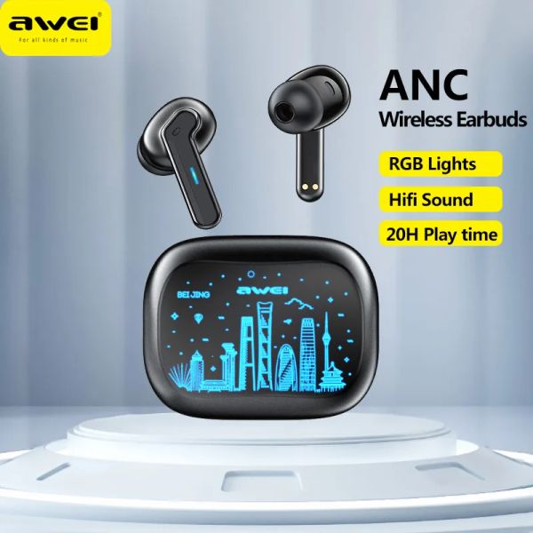 Наушники Awei T53 ANC Наушники Bluetooth Наушники TWS V5.3 ENC Беспроводные наушники Bluetooth 360° Hi-Fi Стереозвук Спортивная гарнитура Игровая