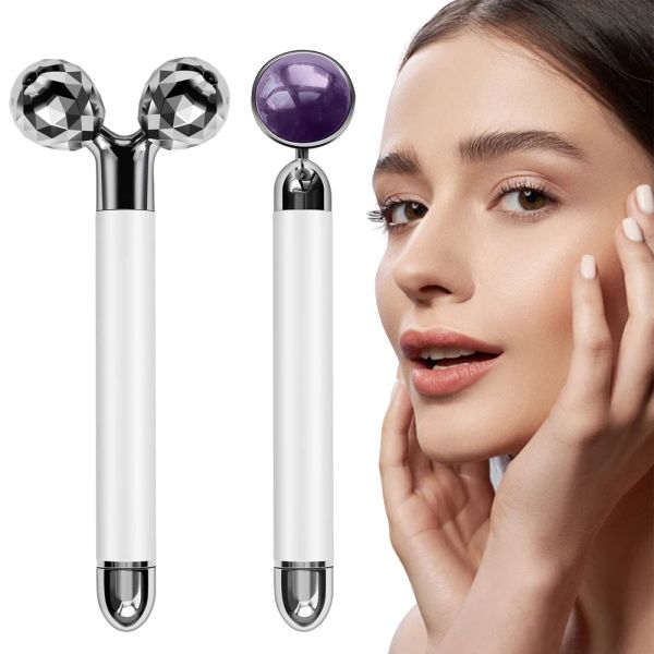 Dispositivi V Face Lifting Massaggiatore viso elettrico Rullo per massaggio corpo viso 3D Ametista Massaggiatore occhi Strumento per la cura della pelle Regalo di compleanno per le donne