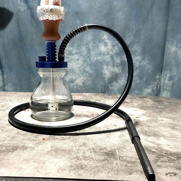 Dejaya pequeno vidro narguilé viagem shisha tubo com saco cerâmica tigela mangueira de metal pinças nargile acessórios 240220