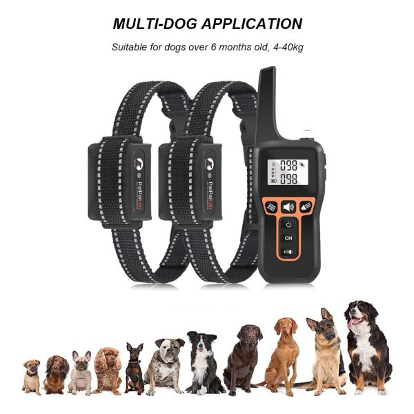 Collari di addestramento per cani da compagnia ECollar Collare impermeabile per addestramento di cani Collare antiabbaio Suono di vibrazione con telecomando ricaricabile per cani di tutte le taglie