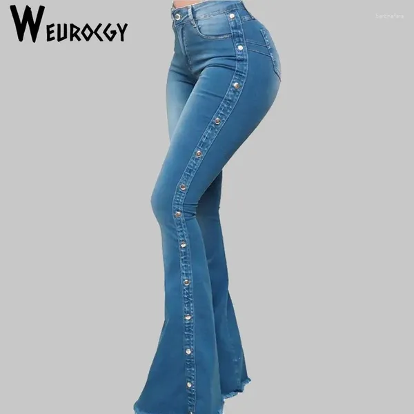 Jeans da donna Donna 2024 Estate Vita alta Stretch Flare Gamba larga Butt-lifted Casual Stile coreano Skinny Campana Tasca inferiore Pantaloni in denim