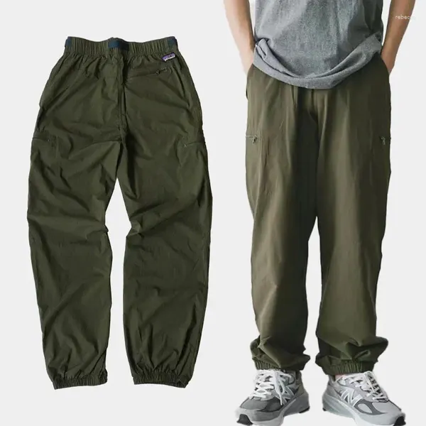 Calças Masculinas Bata Ao Ar Livre Secagem Rápida Nylon Solta Calça Casual Proteção Solar Leve Correndo Cinturão S