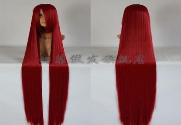 2018 novo longo vermelho escuro cosplay festa peruca cabelo 150cm012349258195