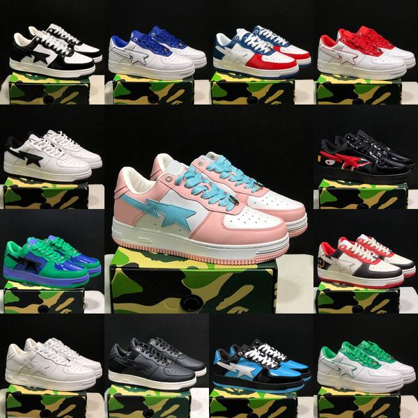 Sapatos de grife Stasss SK8 Sta Sapatos Casuais Homens Mulheres Clássico Patente Preto Branco Unc Camo Rosa Pastel Pacote Marrom Bege Azul Flat Gai Sports Unisex Treinadores Tamanho 36-45