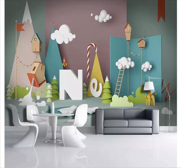 Benutzerdefinierte 3d po wandbilder tapete Nordic 3D cartoon spielzeug raum einfache kinderzimmer schlafzimmer wand tapete für wände 3d 7505592