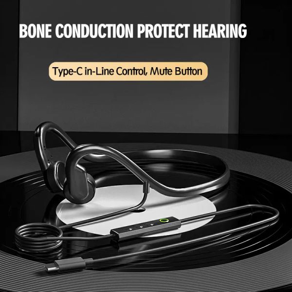 Cuffie conduttura ossea cuffie cablate USBC incorporato MIC MUSE MUTE Mute Key Sport Affione non nell'apparecchio acustico Spedizione gratuita