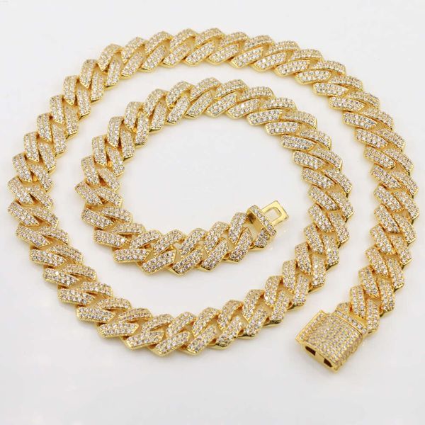 Venda quente hip hop colar 925 prata 18k banhado a ouro moissanite cubana link chain