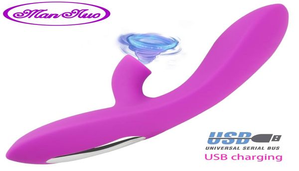 Man nuo G Point Clitoride Vibratore Giocattoli del sesso per le donne Clit Sucker Capezzolo Succhiare Regolabile 12 Aspirazione 12 Vibrazioni Ricarica USB Y15309158