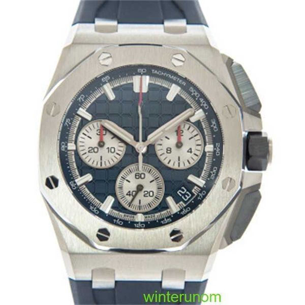 Relógios de marca Audemar Pigue Epic Royal Oak Offshore Series Relógio mecânico automático masculino com função de temporização Titanium 26420TI OO A027CA.0 Azul HB E853