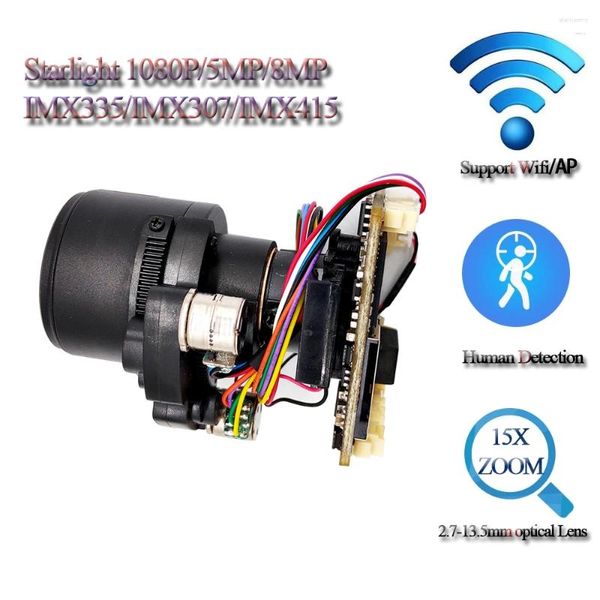 H.265 5MP/8MP Starlight Wifi IP PTZ Módulo de câmera 5X Zoom 2.7-13.5mm Lente Placa de vigilância de vídeo sem fio 4K IPCam