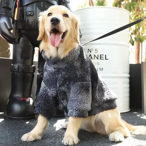 Vestuário para cães inverno grosso roupas grandes jaqueta de lã de ovelha médio à prova de vento labrador samoye casaco acessórios para animais de estimação traje