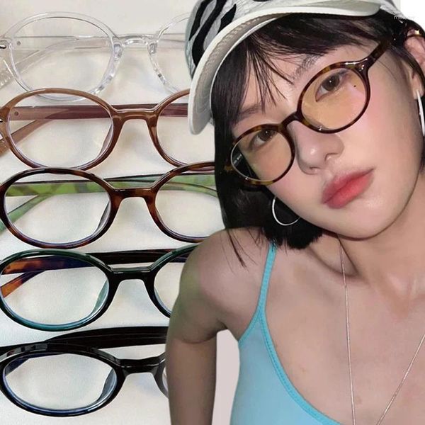 Güneş Gözlüğü Kore Y2K Retro Oval Çerçeve Tatlı Eş Gözlükleri Dekoratif Baharatlı Kızlar Bilgisayar Anti Mavi Işık gözlük Gözlükleri Dekorasyon