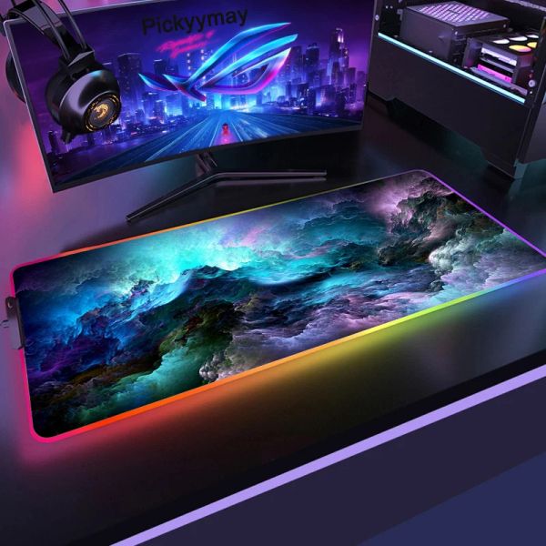 Pads Space Большой RGB Mouse Pad Gaming Mousepad Mode Mod Mouse Mate Gamer Mousemats настольные настольные колоды PC Desk Mat RGB Клавиатура XXL 90X40CM