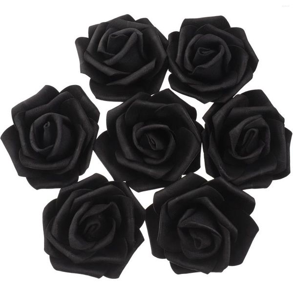 Flores decorativas 100 Pcs Pétalas de Rosa Artificiais Cabeça Falso Flor Decorar Falso Para Artesanato Rosas Pretas Cabeças Em Massa Noiva