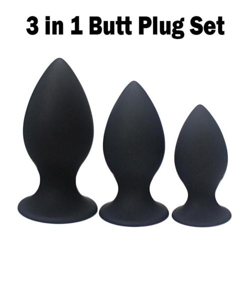 3 in 1 Super Big Size Butt Plug in silicone Set Grandi tappi anali Giocattoli del sesso per uomini Donna Giocattolo del sesso anale unisex RoseBlack L XL XXL Y188797549