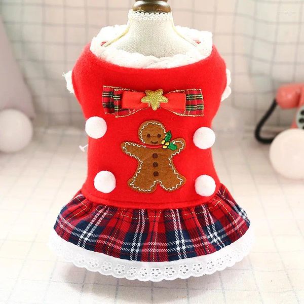 Hundebekleidung Herbst- und Winterprodukt, rotes Gitterkleid, Teddy-Kleidung für kleine Hunde, Mädchen, Prinzessin, Chihuahua