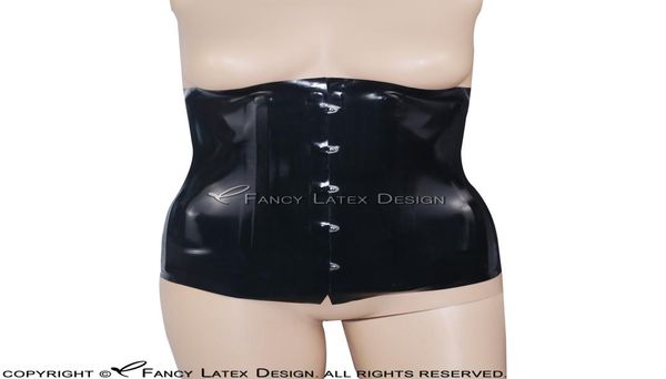 Espartilhos de látex sexy pretos com laço nas costas corpetes de borracha roupas superiores plus size 00025992875