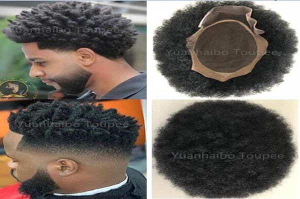 Peruca afro mono renda para jogadores e fãs de basketbass, substituição de cabelo humano virgem brasileiro, peruca afro kinky curl masculina s2140568
