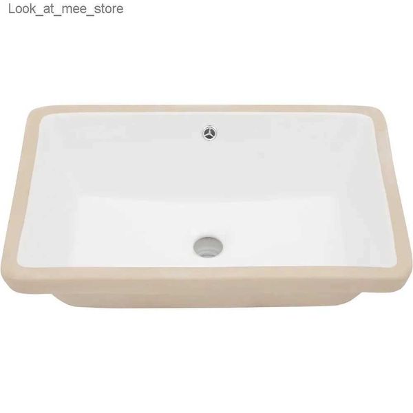 Rubinetti per lavabo Bagno Mobili da bagno con troppopieno lavabo da bagno sotterraneo moderno lavabo in ceramica bianca da appoggio fisso per uso domestico Q240301