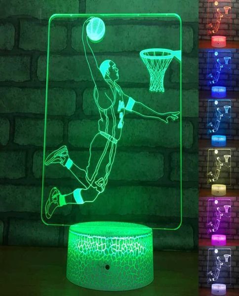 Ночные огни Спортивная серия Прикроватный светильник для детей Подарки Детское спальное освещение 3D Баскетболист Настольная лампа Светодиодные ночники Dan8563707