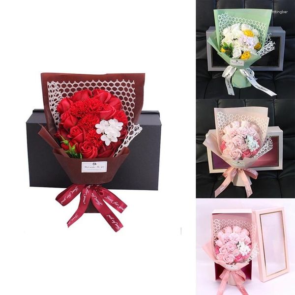 Dekorative Blumen, Valentinstagsgeschenk, Rosen, künstliche Vergissmeinnicht-Rosen, Seifenstrauß-Box