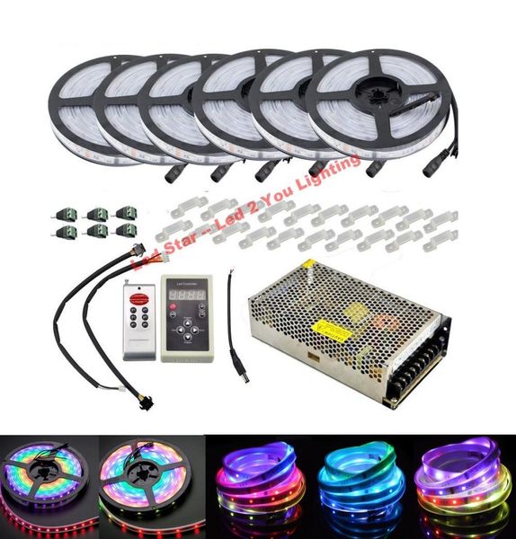 6803 IC LED şeritler Işık 5m 10m 20m 30m 150led IP67 Su Geçirmez SMD 5050 RGB DREAM Sihirli Renk LED STRIP Denetleyici Güç S6184806