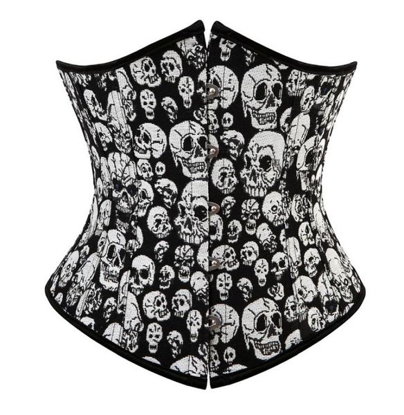 Feminino gótico crânios espartilho superior plus size s6xl rendas vintage steampunk underbust corpo shaper cintura trainer shapewear corselet3198919