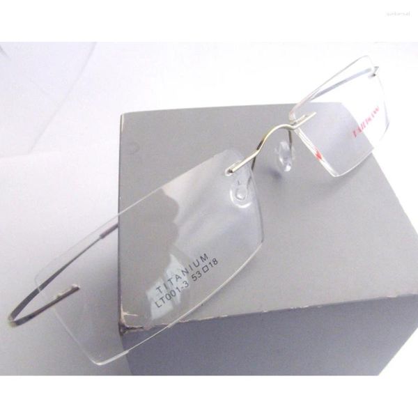 Sonnenbrillenrahmen Luxus Titan Gold Randlos Männer Flexible Brillengestell Brillen Brillen RX