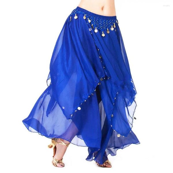 Сценическая одежда, юбка для танца живота, женская шифоновая испанская блестящая юбка с кисточками, костюмы для выступлений, аксессуары для танцев