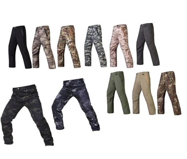 Calças softshell ao ar livre esportes floresta caça tiro tático camo calças roupas de combate camuflagem no052041089186